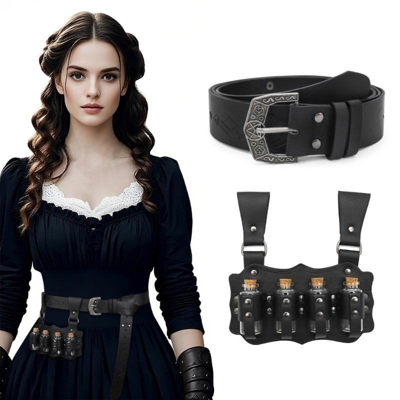 PU Belt Set With Alchemies Vial For Role Play Costumes And Steampunk Accessories Halloween Cosplay