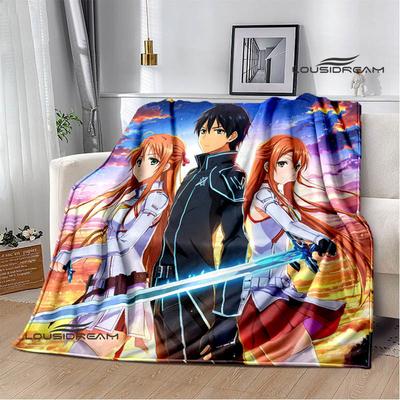 Мультяшные пледы с принтом Sword Art Online Плед для пикника Теплые фланелевые пледы Постельные принадлежности для дома Подарки на день рождения