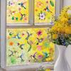 Variety Leaves, Hummingbird & Colorful Birds Window Clings for Glass Windows, Prevent Bird Strikes Double-Side Static Decals Anti Collision Glass