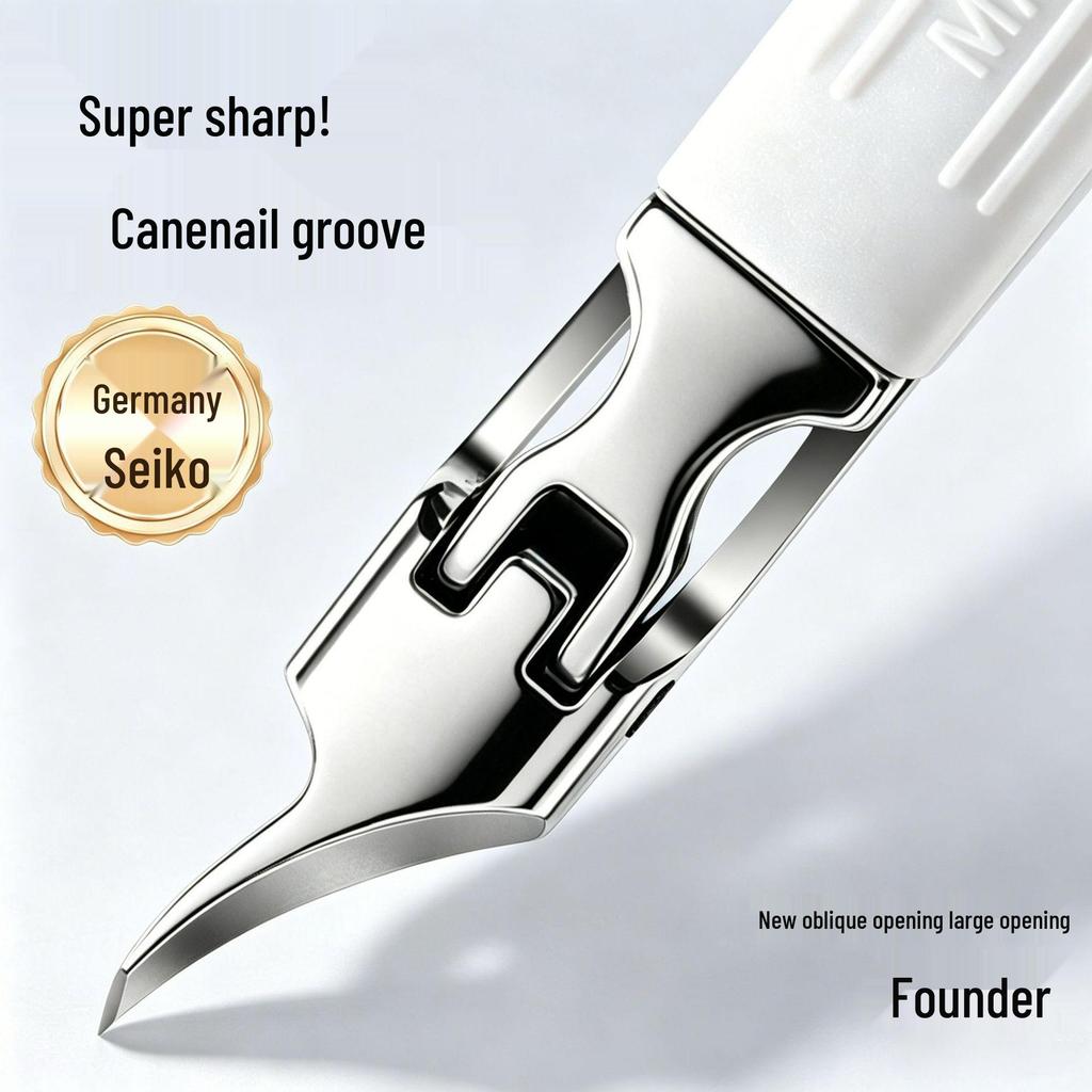 Ultra-Sharp Slanted Nail Clippers with Anti-Splash Guard & Pointed Tip - Ideal for Thick Nails & Grooves