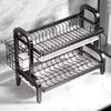 Dish Drying Rack Stainless Steel 2-tier Compact Kitchen Dish Rack Drainboard Large Rust-proof Dish Drainer With Utensil Holder