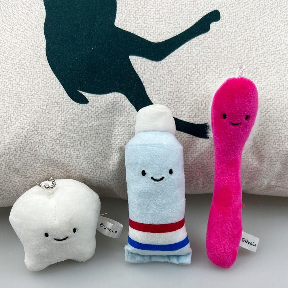 Cute Soft Teeth Plush Keychain Cartoon Plush Stuffed Care for Teeth Pendant Toothbrush Care for Teeth Unisex