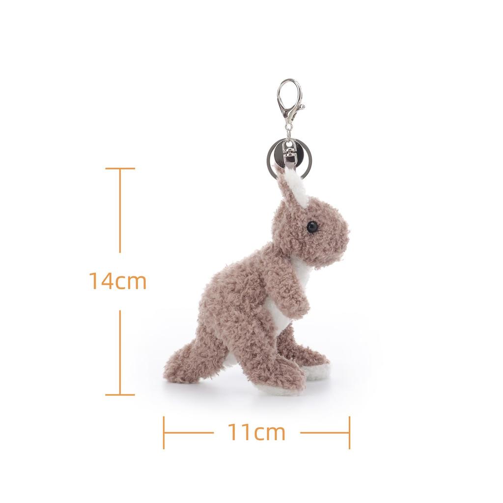 Apricot Lamb Velvet Kangaroo Cute Soft Keychain Plush Toy, Perfect for Boys and Girls, Fits Kids Backpacks and Purses, 14cm