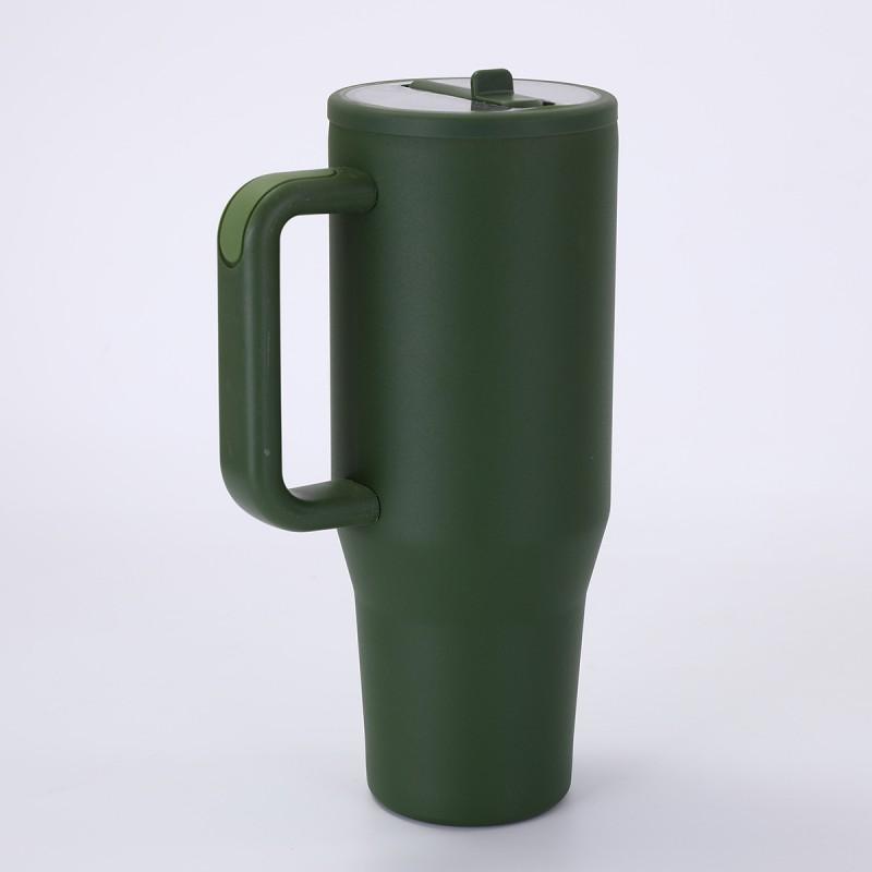 40oz Insulated Car Cup With Handle 304 Stainless Steel Straw Leakproof Vacuum Tumbler Cold Hot Drinks