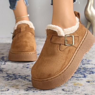 Зимние мягкие замшевые пушистые сноубутсы женские регулируемые ботильоны на щиколотке женские однотонные на платформе теплые ботильоны Mujer
