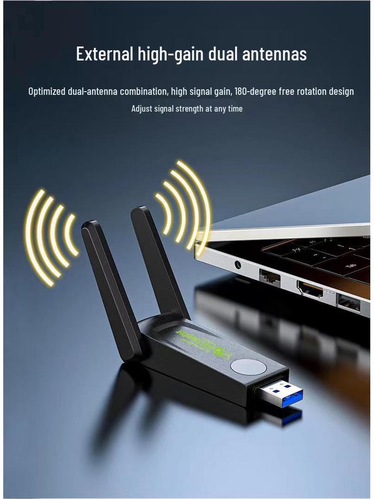 Двухдиапазонный беспроводной сетевой адаптер 1300M 5G - Plug & Play для ноутбука/настольного компьютера