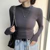 Женская рубашка с полуводолазкой на осень и зиму, утолщенный бархатный внутренний слой, высококачественный облегающий топ из матового белого цвета с длинными рукавами.