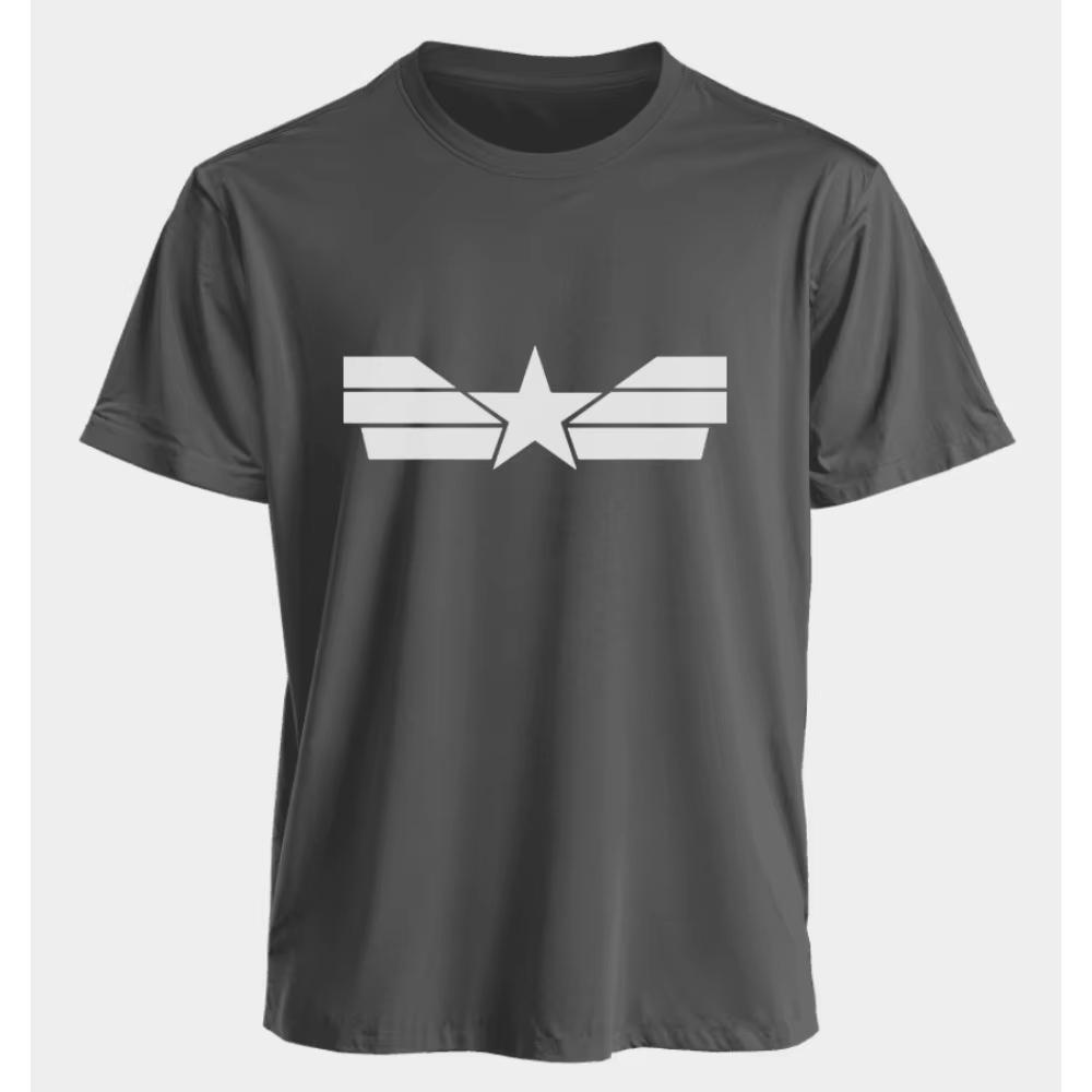 Marvel Mens and Womens Tshirts Captain America Summer American Spring and Autumn Basic Loose Sporty Oversized Shortsleeved