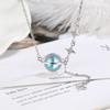 2026 Moonstone Planet Necklace Clavicle Chain Female Zircon Light Luxury Mori Autumn and Winter Star Moon Fringe Niche Design