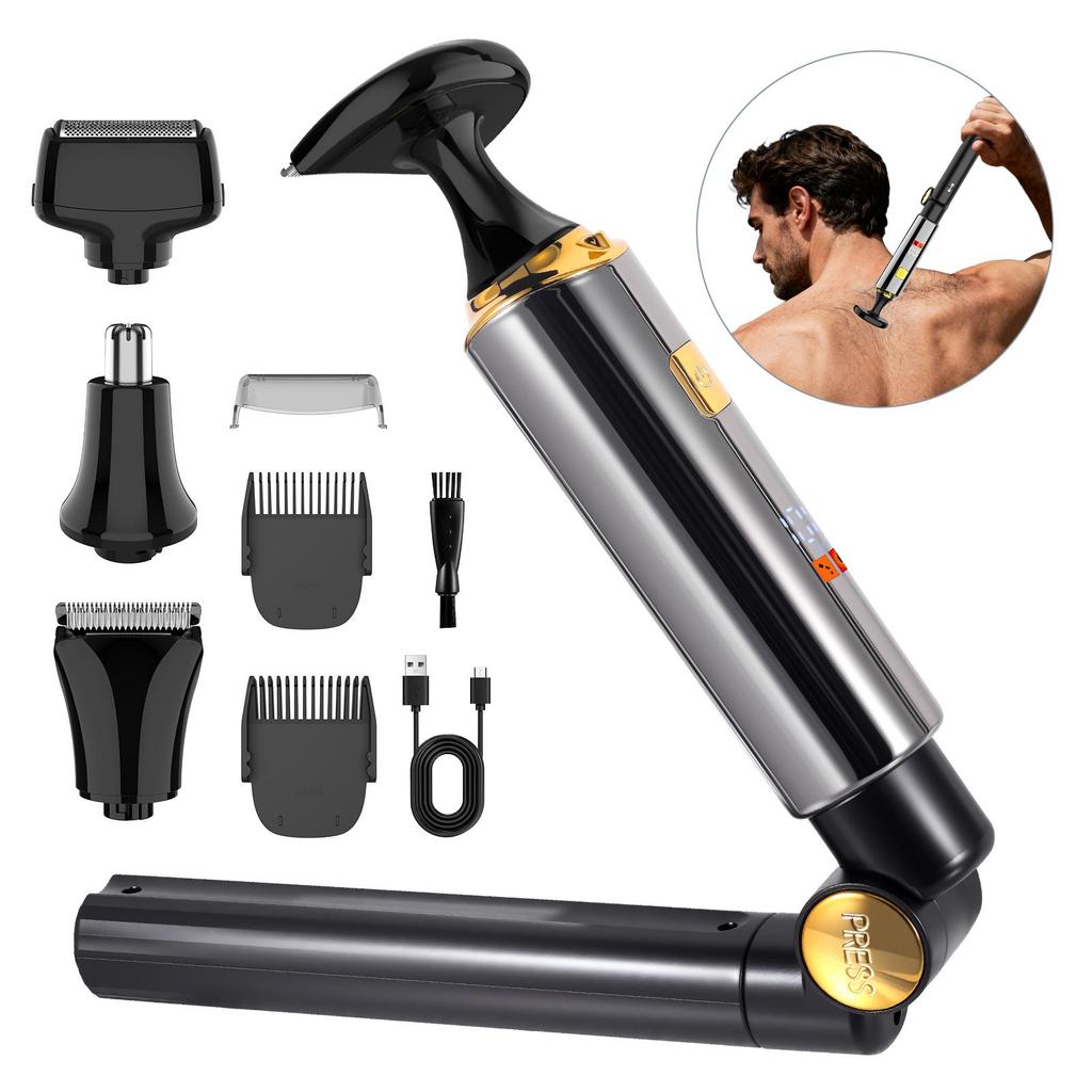 Adjustable Electric Trimmer for Men IPX6 Waterproof Telescopic Head Body Nose Beard Hair Trimmer