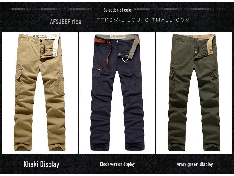 Мужские брюки хаки из стираного хлопка с несколькими карманами, европейско-американский стиль, 2017 - Модель 9913