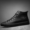 2025 прямая поставка осенне-зимний тренд мужские высокие кроссовки с черными кедами повседневные кожаные кроссовки средней высоты