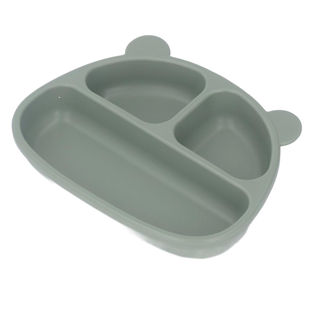 Toddler Soft Silicone Plate Home Dining Room Cute Cartoon Bear Shaped Baby Suction Plate for Snacks