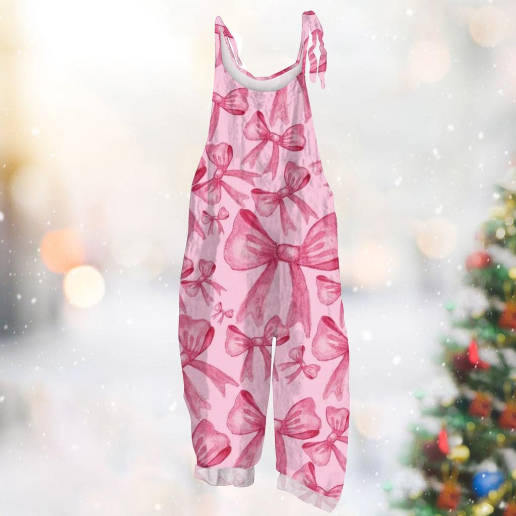 Женский комбинезон с карнавальным принтом, свободный, винтажный, на бретелях, хлопок, лен