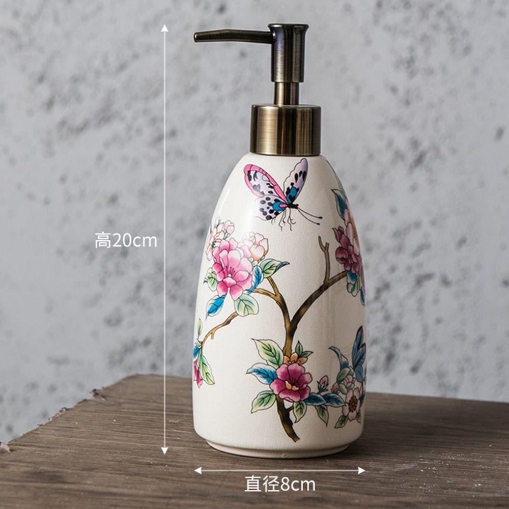 Пустая бутылка с дозатором для шампуня, винтажный цветочный узор, диспенсер для жидкого мыла, кухня