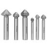 6pcs Chamfer Cutter Round Shank 3 Edged 90 Degree High‑Speed Steel Countersink Drill Bit Set