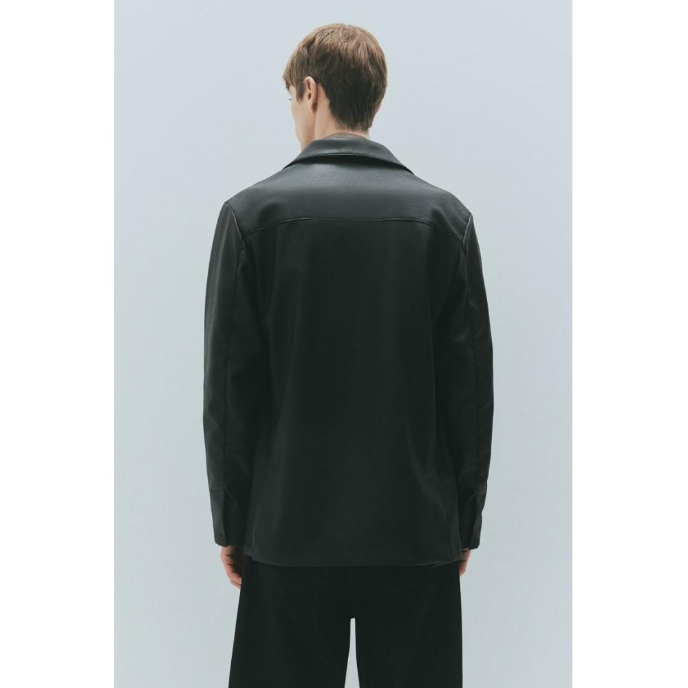 Куртка-рубашка с покрытием HM Regular Fit, черная