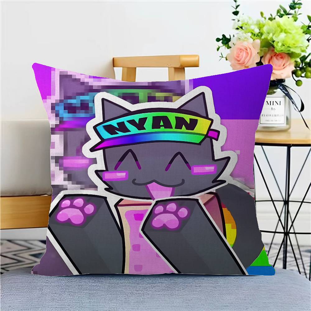 Funny NNyan Cat Cushion Cover Inches Farmhouse Decor Home Throw Pillow Covers for Couch Decorations