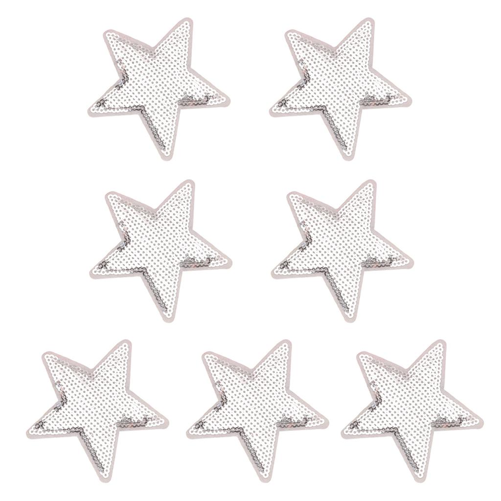 7Pieces Colorful Sequined Star Patches Clothing Craft Materials Fabric Applique For Hairclip And Craft Applications
