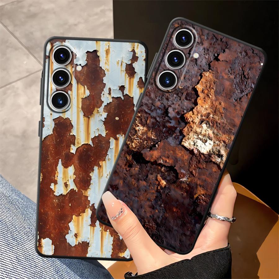 Мягкий чехол-бампер с ретро-дизайном под ржавчину для Samsung Galaxy A12 A13 A54 A71 A16 A21s A51 A52 A14 A15 A72 A73 A24 A31 A22 A23