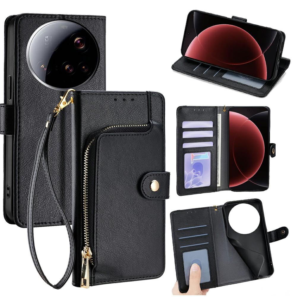 Чехол для Xiaomi 15 Ultra с карманом на молнии, кошелек из ПУ кожи, откидная крышка для телефона