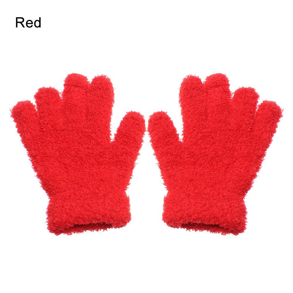 0-11 Years Old Lovely Soft Warm Cartoon Full Fingers Kids Gloves Candy Color Coral Plush Mittens