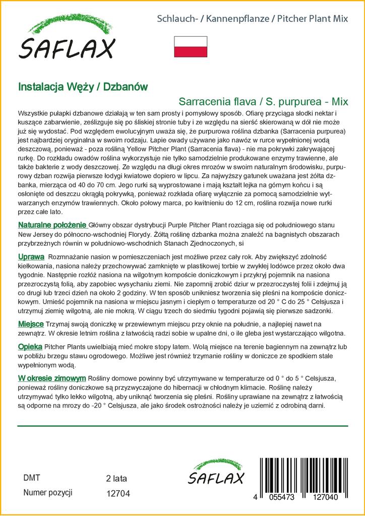 SAFLAX Pitcher Plant Mix - 10 семян - С горшечным субстратом для лучшего выращивания - Sarracenia Mix