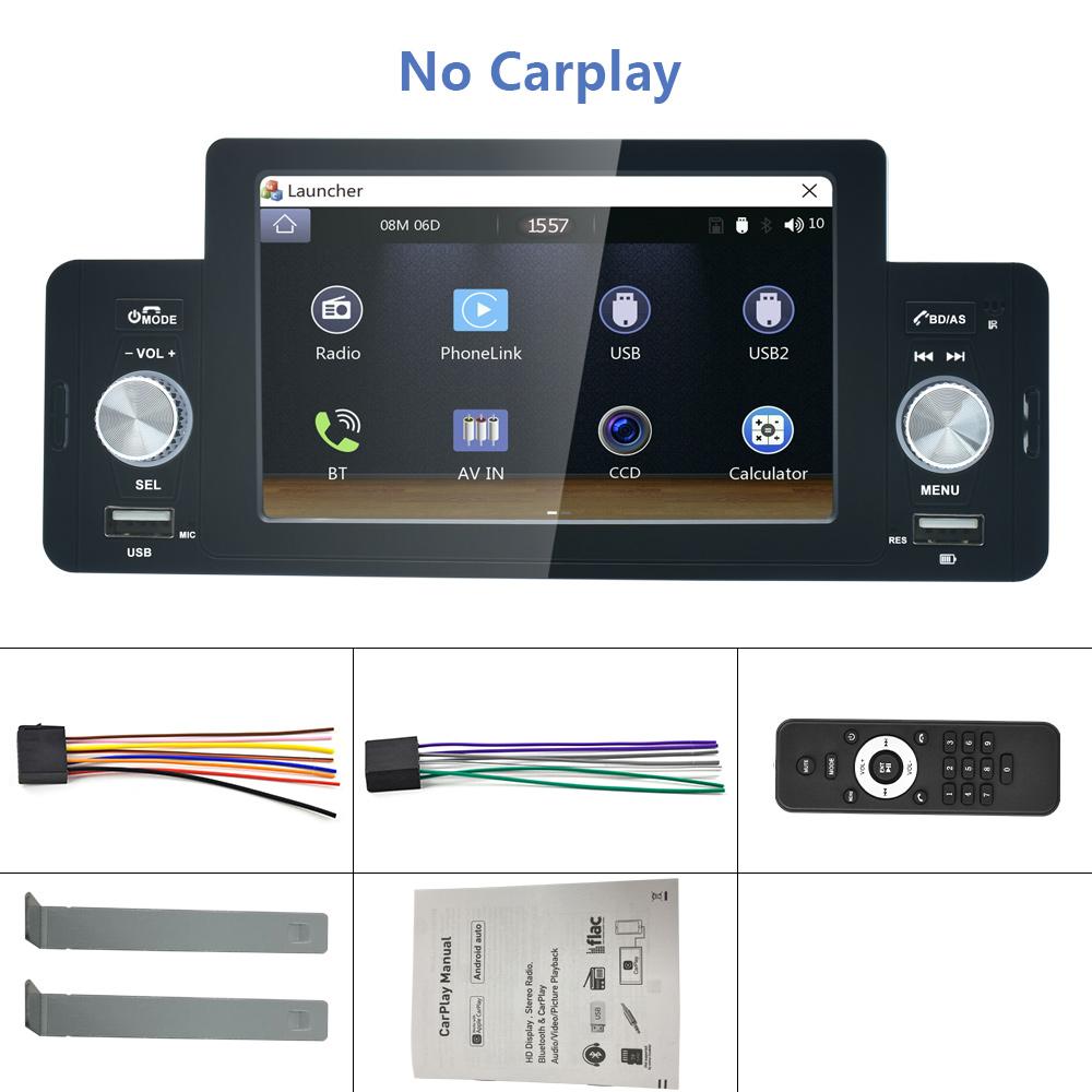 Reakosound 1 Din 5" CarPlay Radio Car Stereo Bluetooth MP5 Player Android-Auto Hands Free A2DP USB FM Receiver Audio System 160