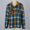 Men's Quilted Lined Button Down Plaid Shirt Add Velvet To Keep Warm Jacket With Hood