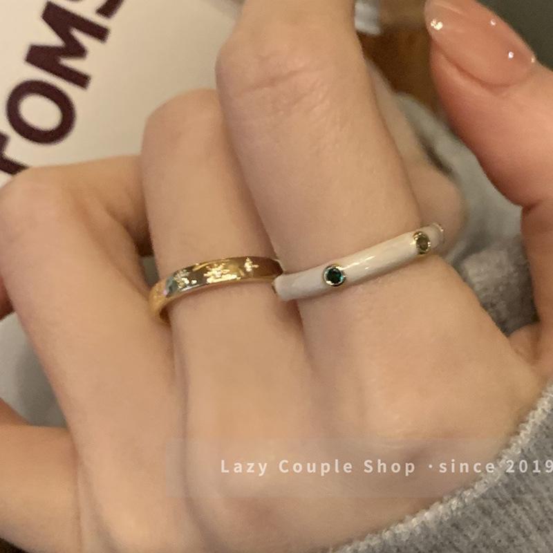 Женский комплект колец Love с цветным эмалевым покрытием из циркония - регулируемый открытый дизайн