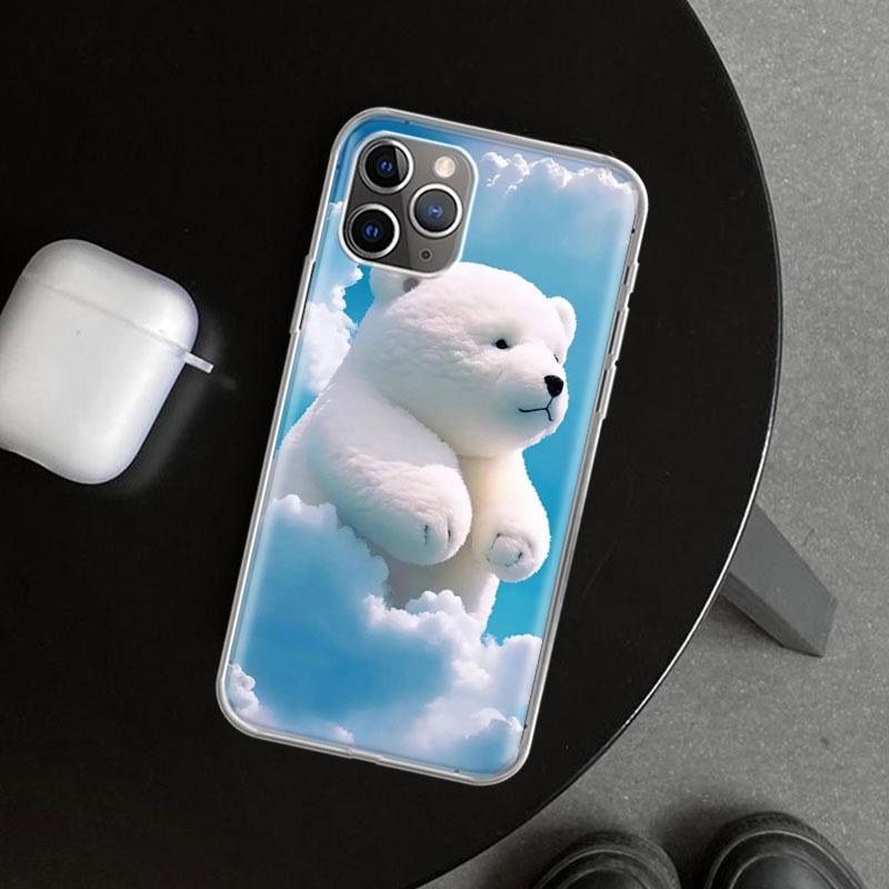 Чехол-накладка 'Солнечные Облака Плюшевый Мишка' для iPhone 11 12 13 Mini 14 15 Plus 16 Pro Max 17 Air 7 8 + SE Арт Индивидуальный Fundas 11