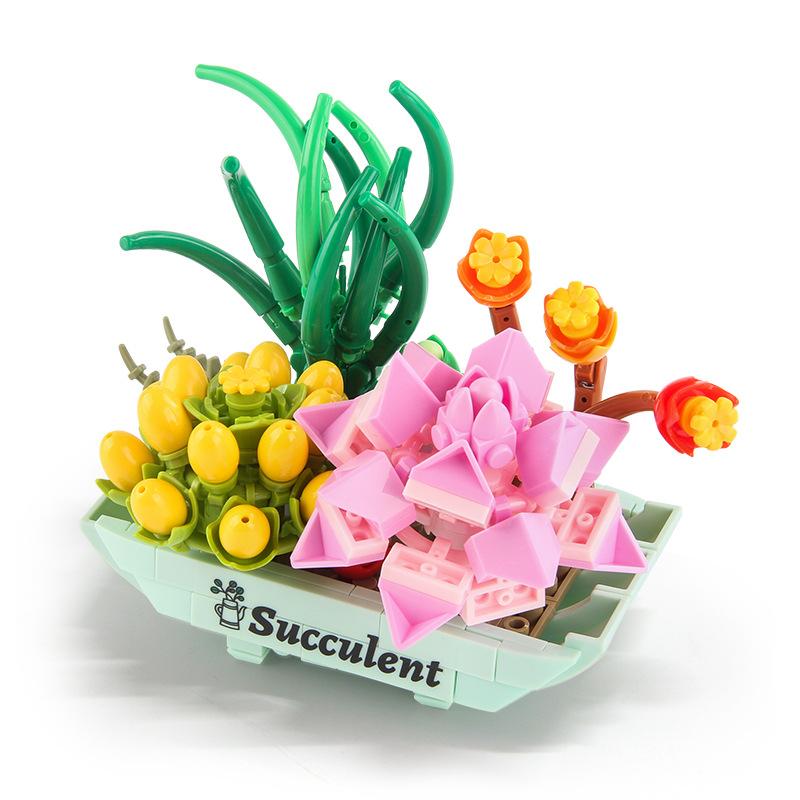 Детский строительный блок, игрушка, цветочная композиция, строительный блок в горшке, сборка своими руками, мелкий строительный блок, набор цветов