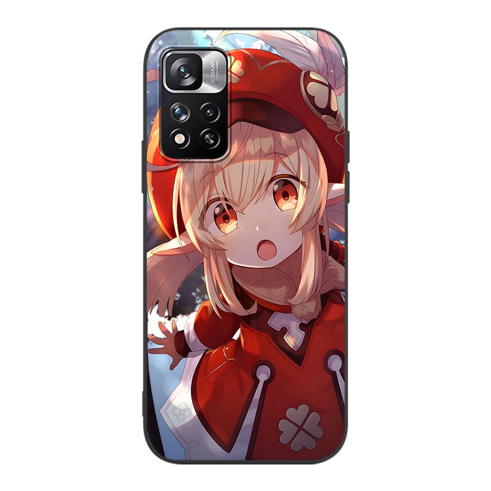 Чехол Klee Genshin Impact для Xiaomi Redmi Note 8 10 10S 11 9 11S 7 12 Pro Plus 12S 9S 8T 11E Pro 11T Мягкий черный чехол для телефона из ТПУ