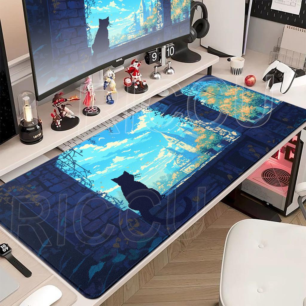 Pixel Kitten Mouse Pad Non-slip Gaming Mousepad Computer Gamer Accessories Keyboard Rug Anime Desk Mat Office Accessories