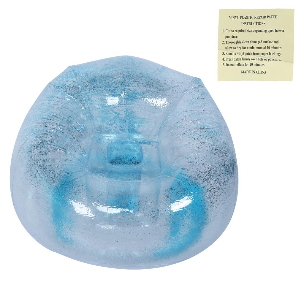 Взрослое прозрачное складное надувное кресло-диван с декором из пайеток для отдыха, сна, синего цвета