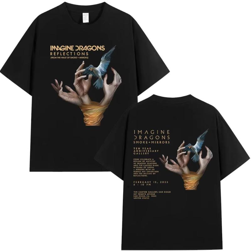 Музыкальный альбом Rock Band Imagine Dragons Футболка Модная Хип-Хоп Футболка Унисекс Женская Хлопок Комфорт Короткий Рукав Футболки Уличная Одежда