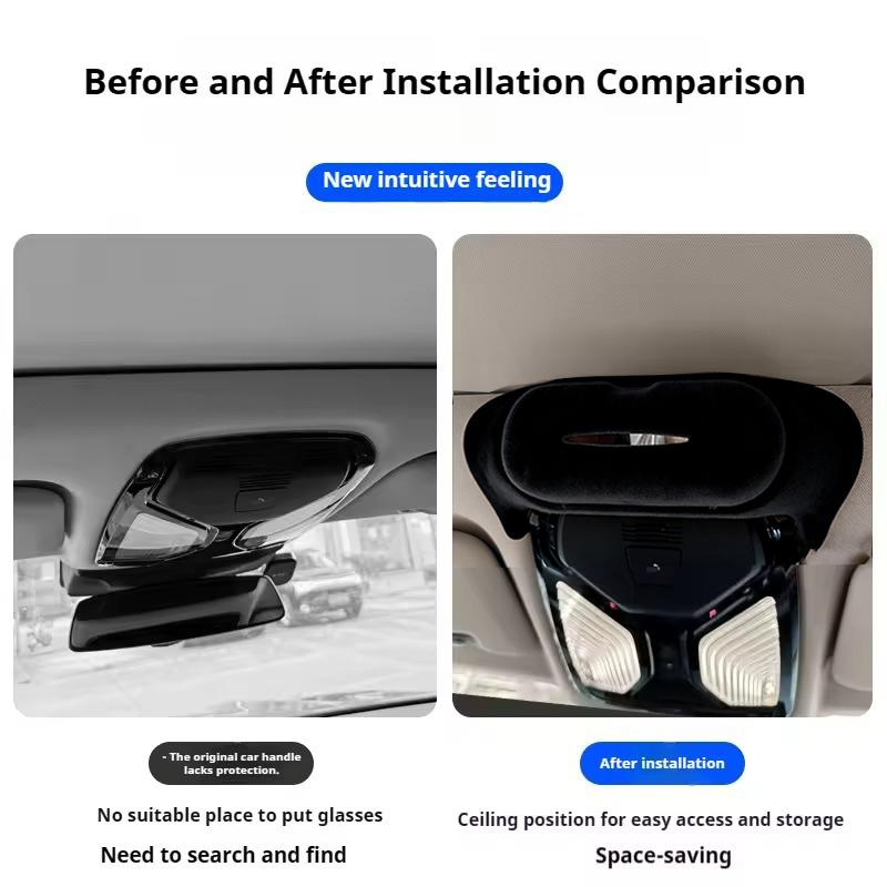 Car Glasses Case black Suede Sunroof Sunglasses Storage Box Organizer For BMW X5 X6X7 G05 G06 G07 -2025 Interior Accessories