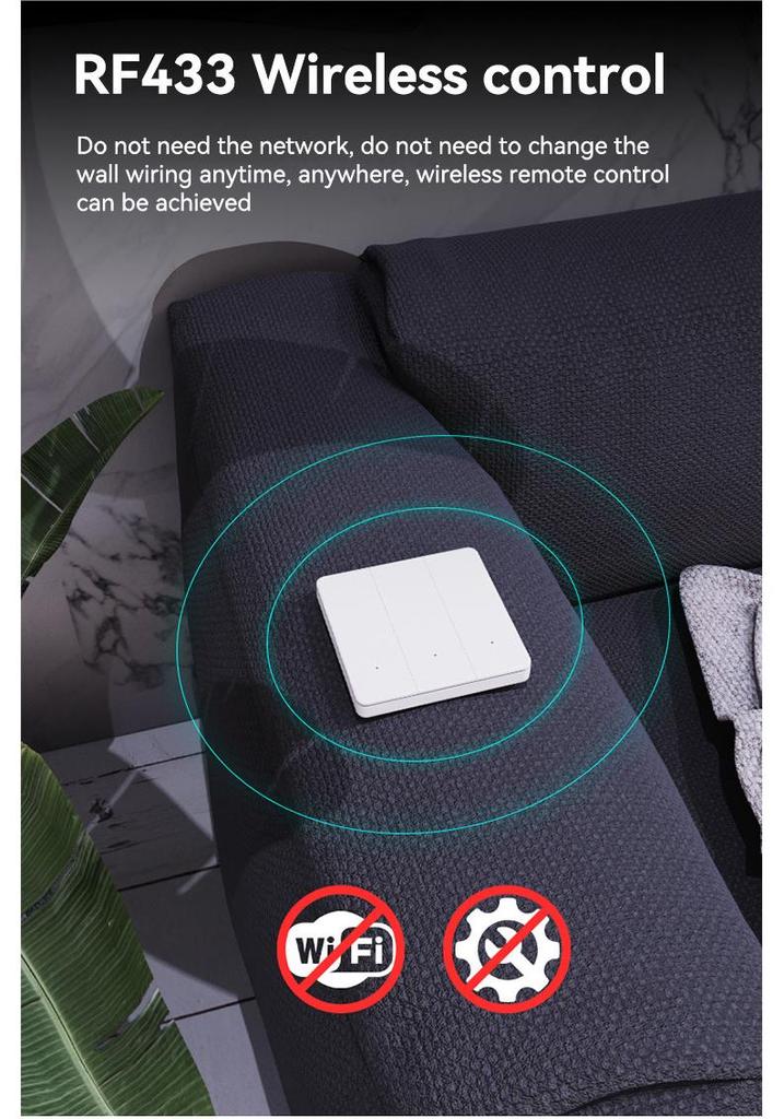Компактный Умный Переключатель WiFi + RF433: Встраиваемый таймер-выключатель Tuya с голосовым управлением
