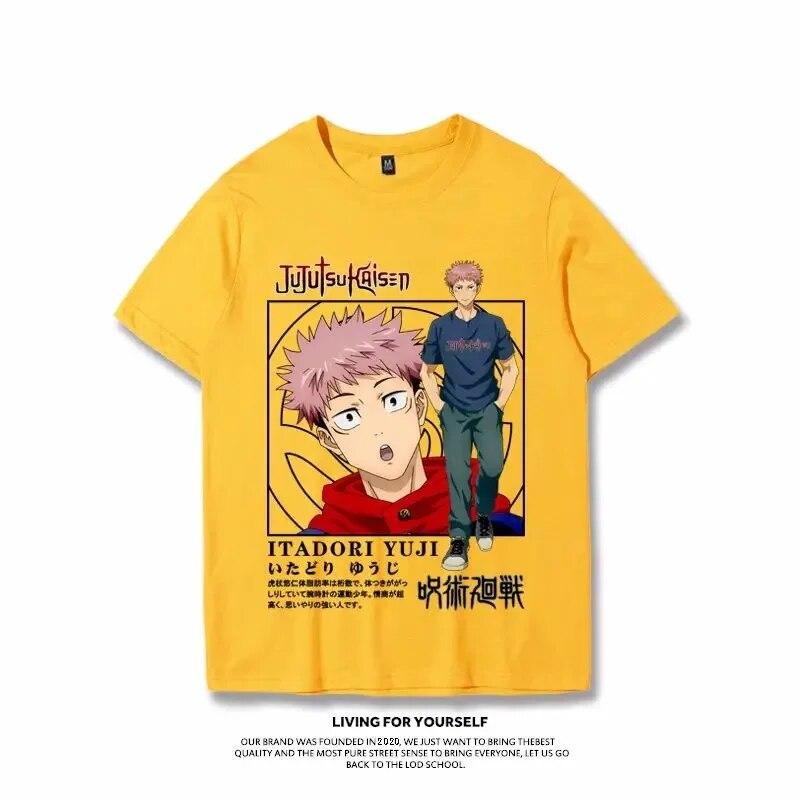 Японское аниме с короткими рукавами, уличная повседневная рубашка унисекс, футболка с принтом дзюдзюцу кайсен, хлопковая летняя футболка унисекс, футболка в стиле Харадзюку