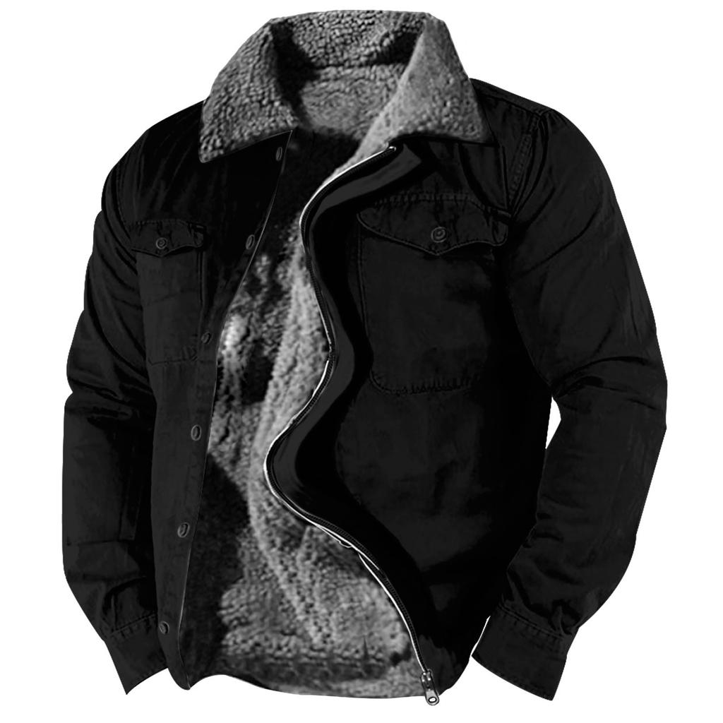 Men's Winter Halloween Casual Print Long Sleeve Button Thick Coat