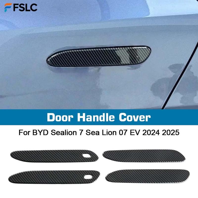 Car Decoration Door Handle Cover For BYD Sealion 7 Sea Lion 07 EV 2024 2025 Carbon Fiber Cars Accessories Styling