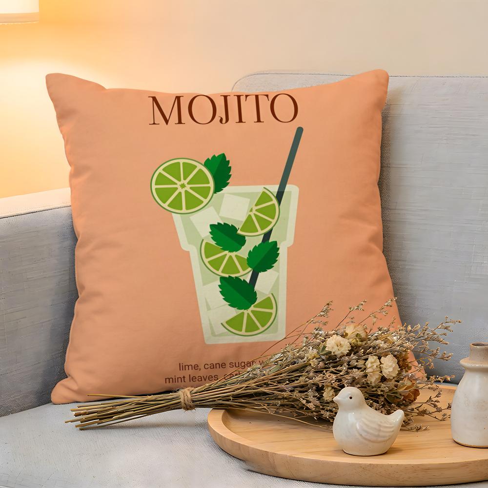 Cushion Cover Linen SkinFriendly Soft Decorative Case For Sofa Home Decor Mojito Cocktail Art Pillow cover
