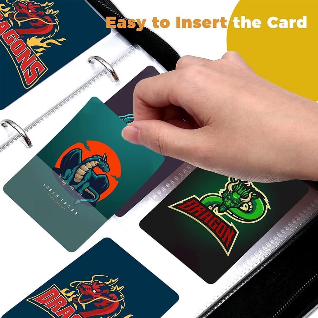 Папка для карточек Папка для карточек 4 листа 50 страниц Вмещает 400 листов Листы для карточек из искусственной кожи Большой емкости Совместимо с кардочесанием