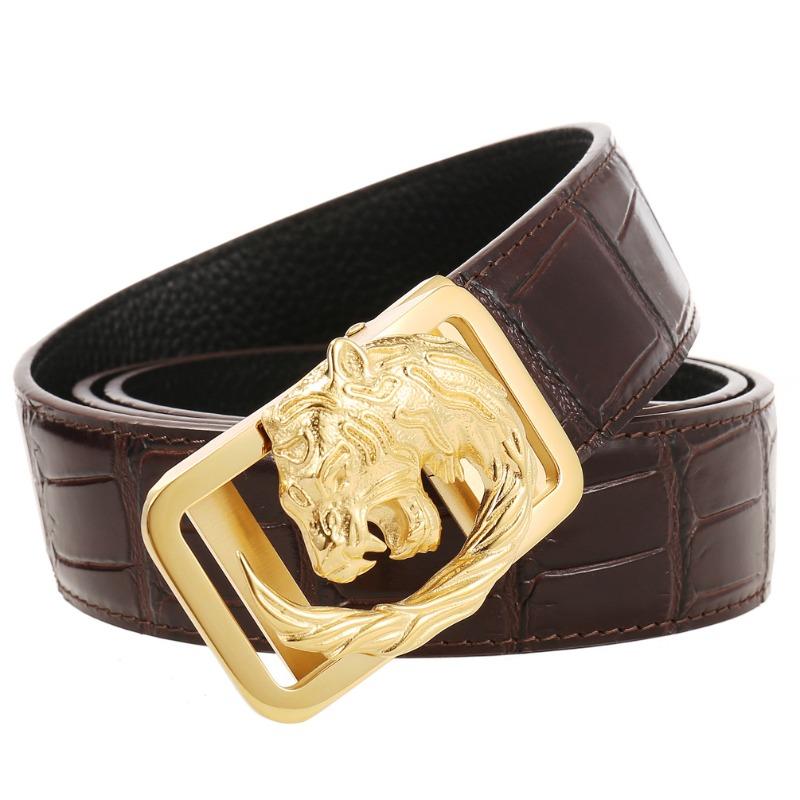 Meier Men's top grain leather belt with stainless steel automatic buckle