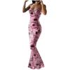 Summer Women's Dress Slim Halter Adjustable Dress Sexy Peach Hip Printed Fishtail Dresses