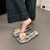 Новая приморская пляжная обувь Корейская версия женской летней моды плоская подошва простые однотонные жемчужные шлепанцы обувь универсальная
