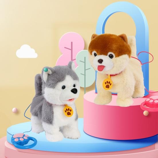 Электрическая плюшевая игрушка-собака с движением вылизывания языком, реалистичными звуками, ходящая плюшевая собачка на поводке, повторяет то, что вы говорите, симуляция чучела животного