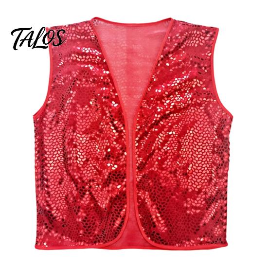 Unisex Sequin Tank Top Shiny Vest for Kids Adults, Sparkling Disco Party Vest, Halloween Performance Clothing Sleeveless Costume Christmas And