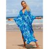 Женское платье-кафтан в стиле бохо большого размера с контрастным принтом свободного кроя Vacay Beach