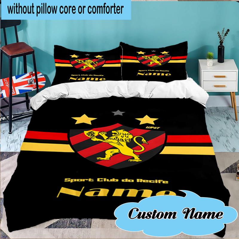 Custom Name Recife Lion Crest Flag Bedding Set 3pcs, Bedding Set Including 1pc Duvet Cover And 2pcs Pillowcases for Bedroom, Dormitory Gift